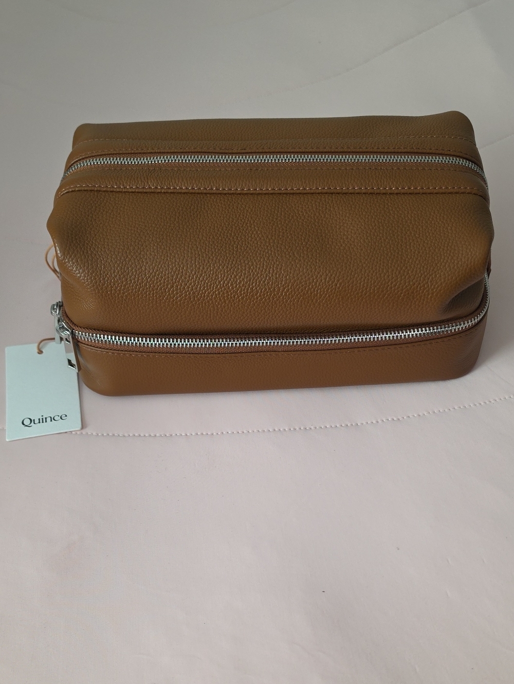Quince Italian Leather Dual Compartment Toiletry Bag, NWT
